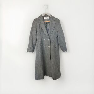 Vintage L.C. Mae Women's Gray 100% Pure Wool Double-Breasted Overcoat Size 4